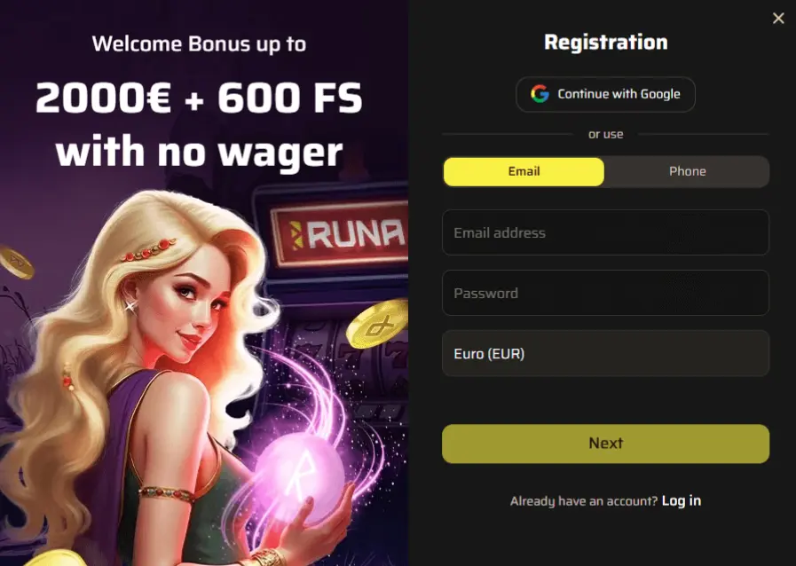 Spinational Casino - rejestracja